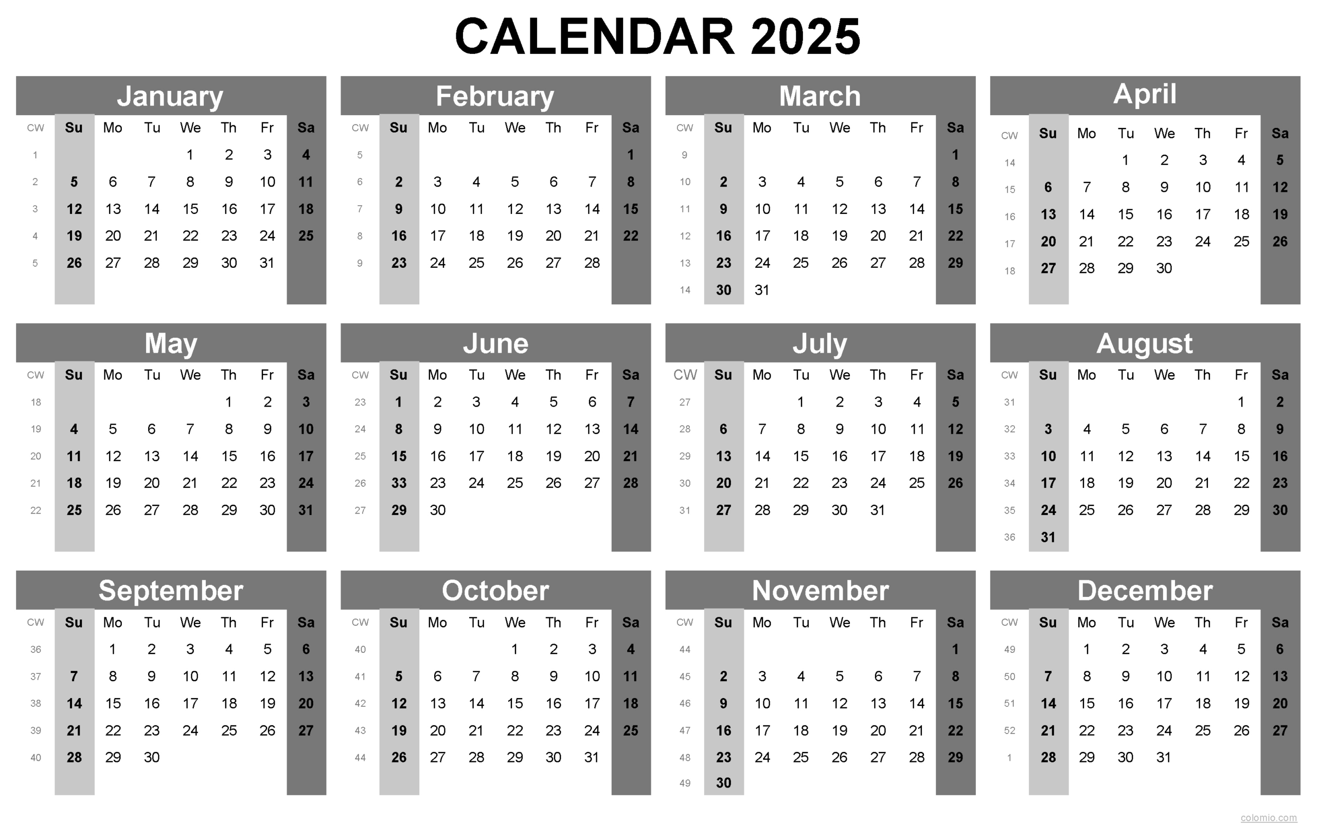 2025 Calendar Printable Printable Calendar 2025