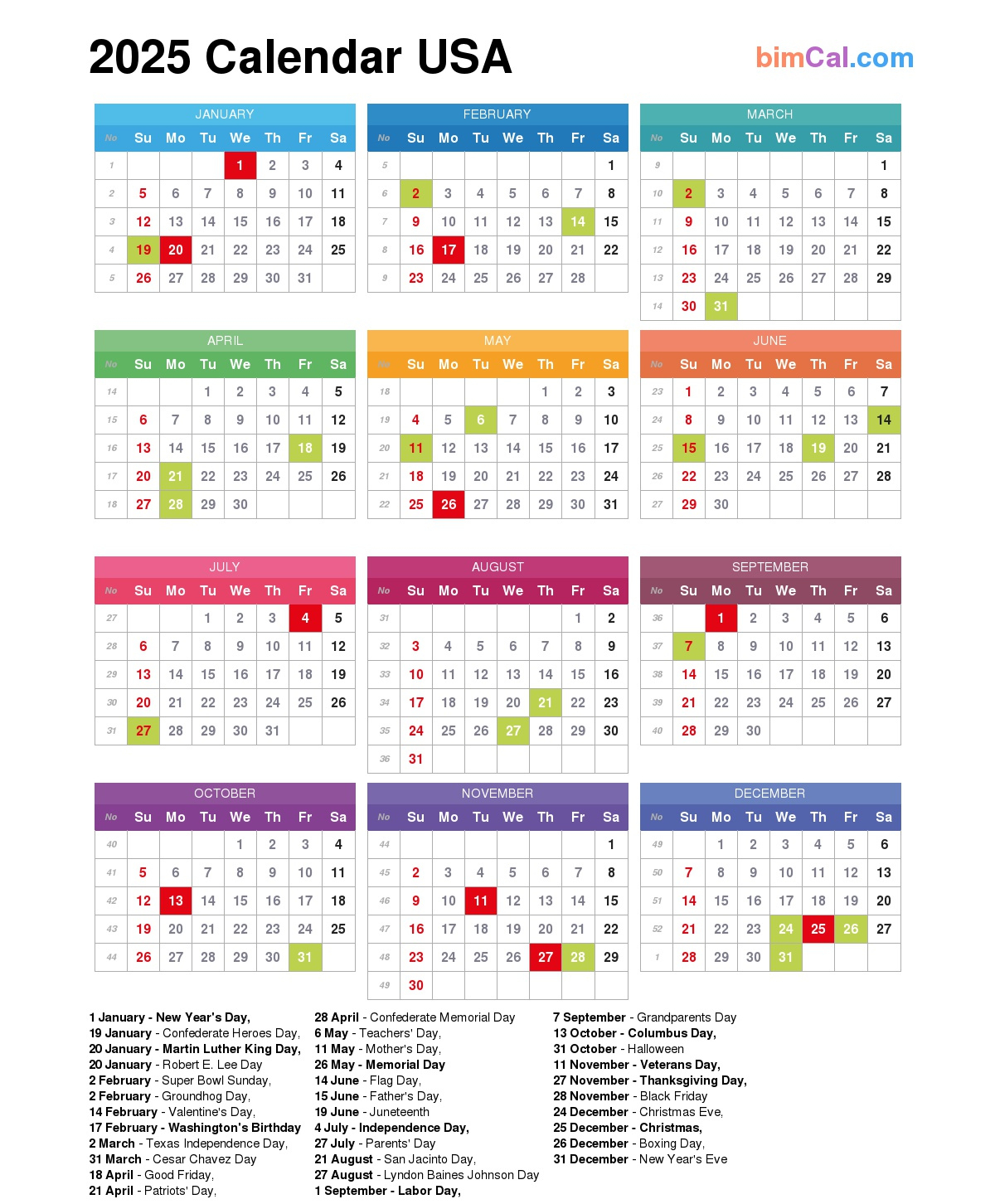 Printable 2025 Calendar with Holidays Usa Printable Calendar 2025