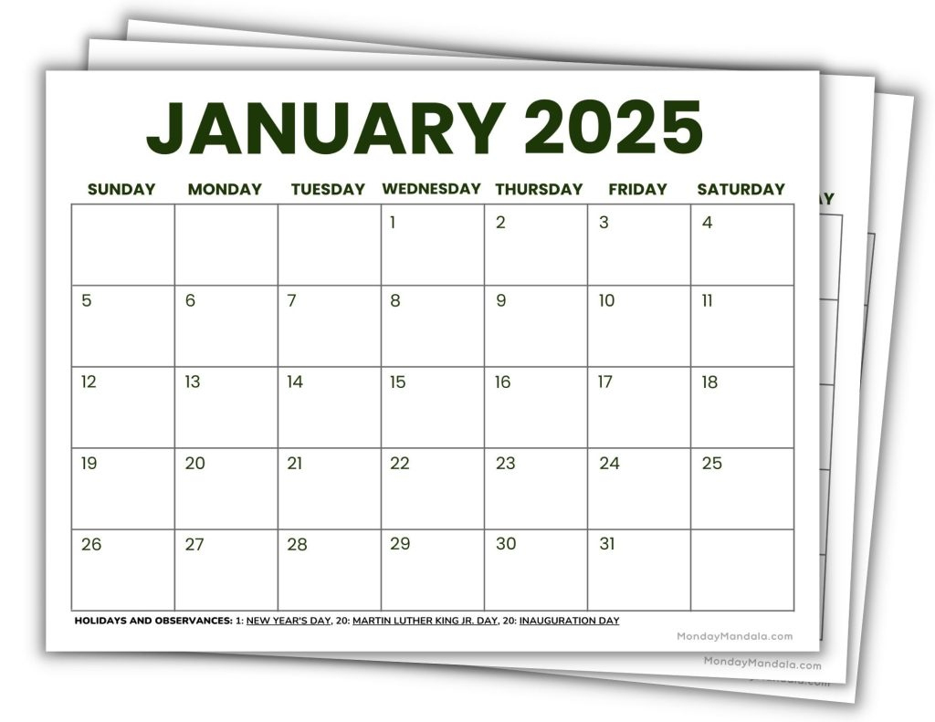 Printable 2025 Calendar Free Printable Calendar 2025