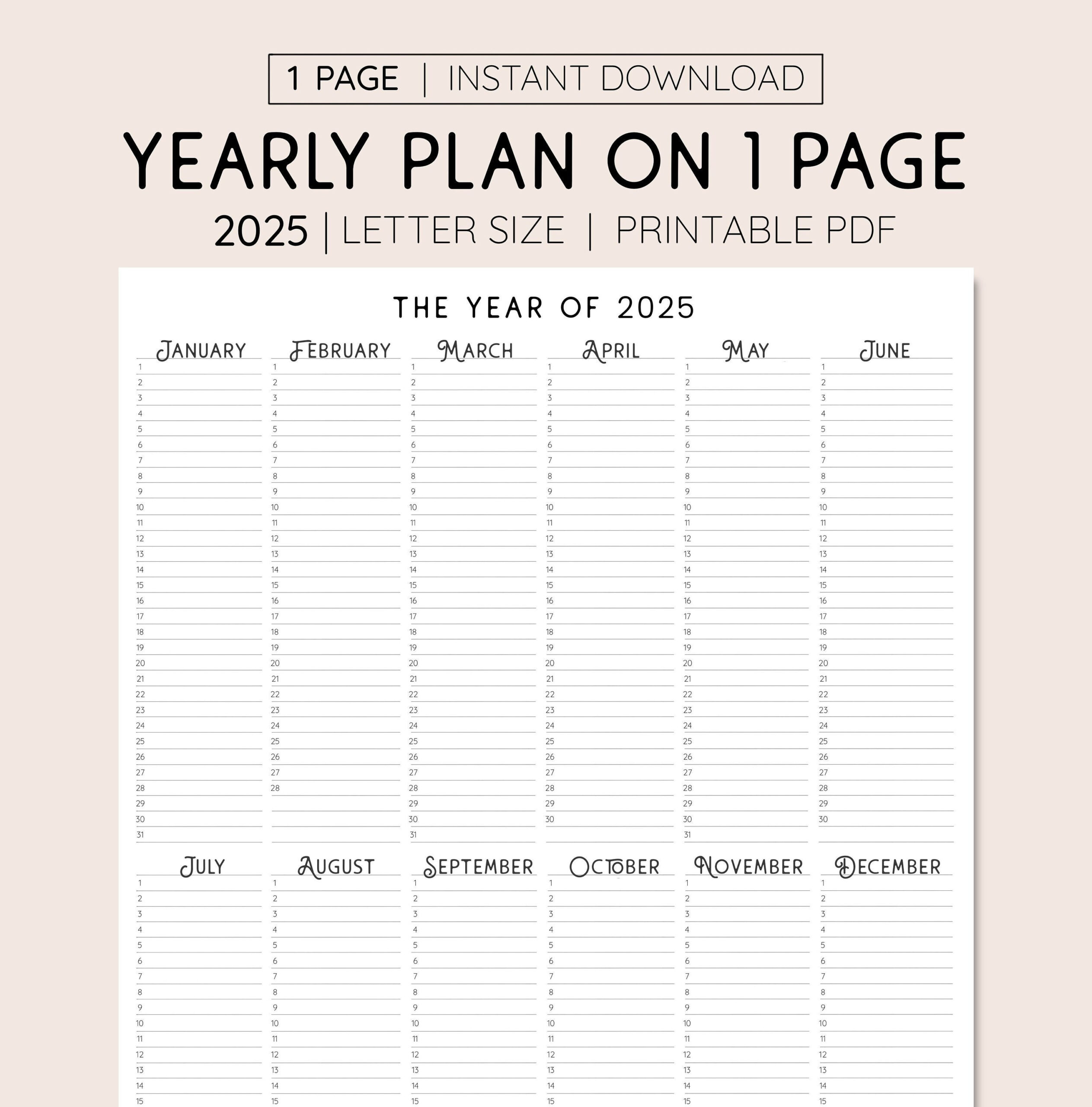 2025 Planner Calendar Printable Printable Calendar 2025