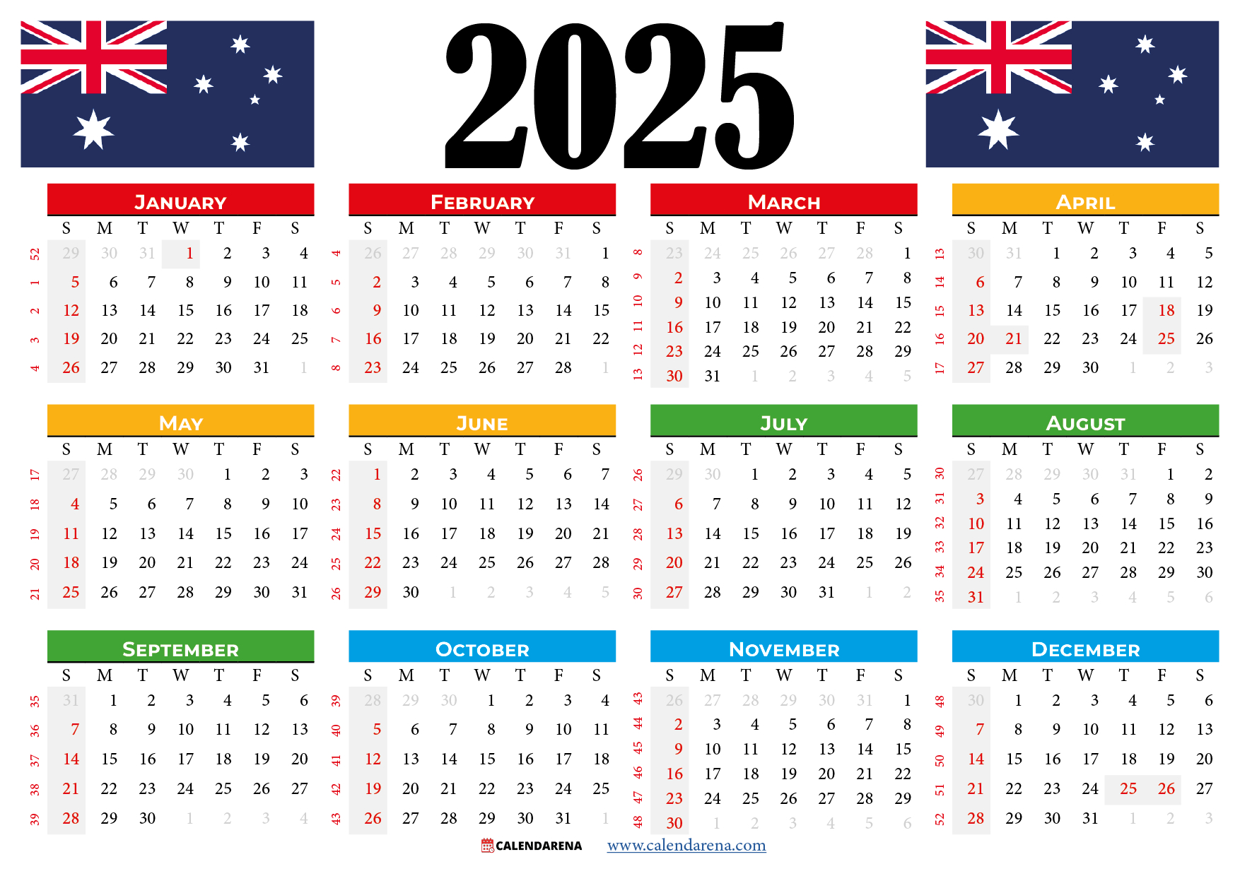 Calendar 2025 Australia Printable Printable Calendar 2025