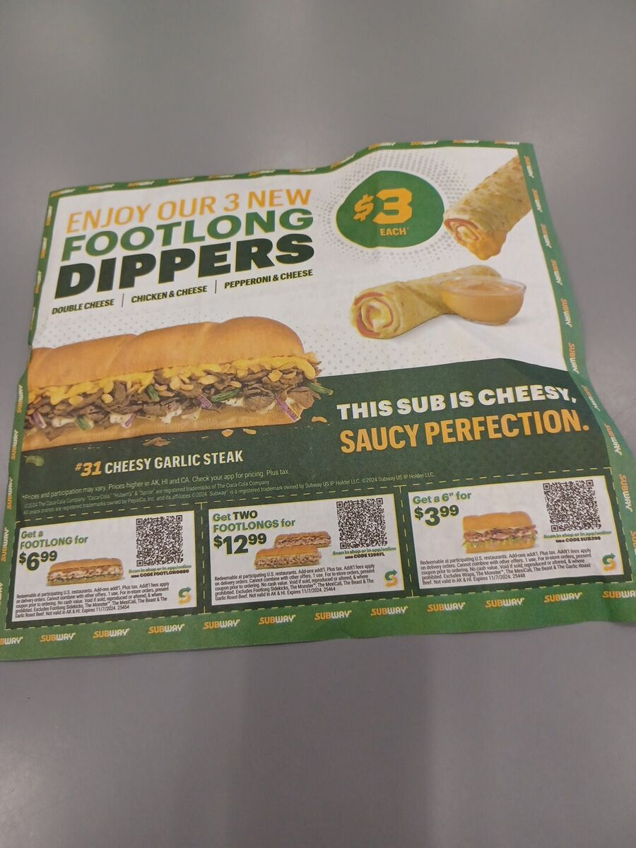 Food &amp;amp; Beverage Coupons For Sale | Ebay | Printable Subway Coupons January 2025