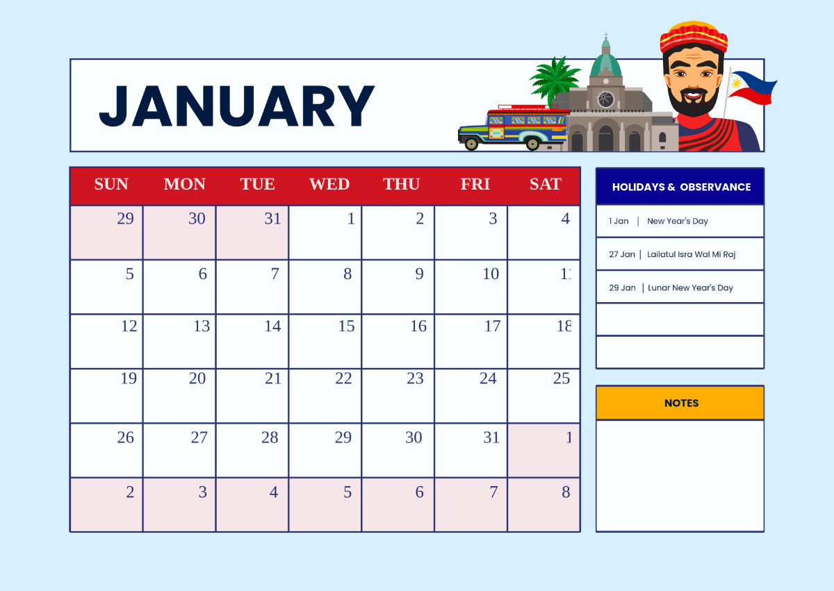 2025 Calendar Philippines with Holidays Printable Printable Calendar 2025