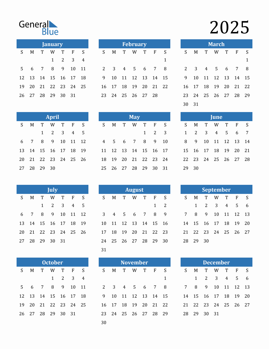 2025 Calendar Printable Printable Calendar 2025