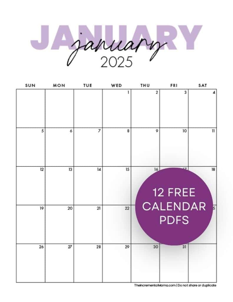 Free 2025 Monthly Calendar Template - January To December | December Calendar 2025 And January 2025 Free Printable