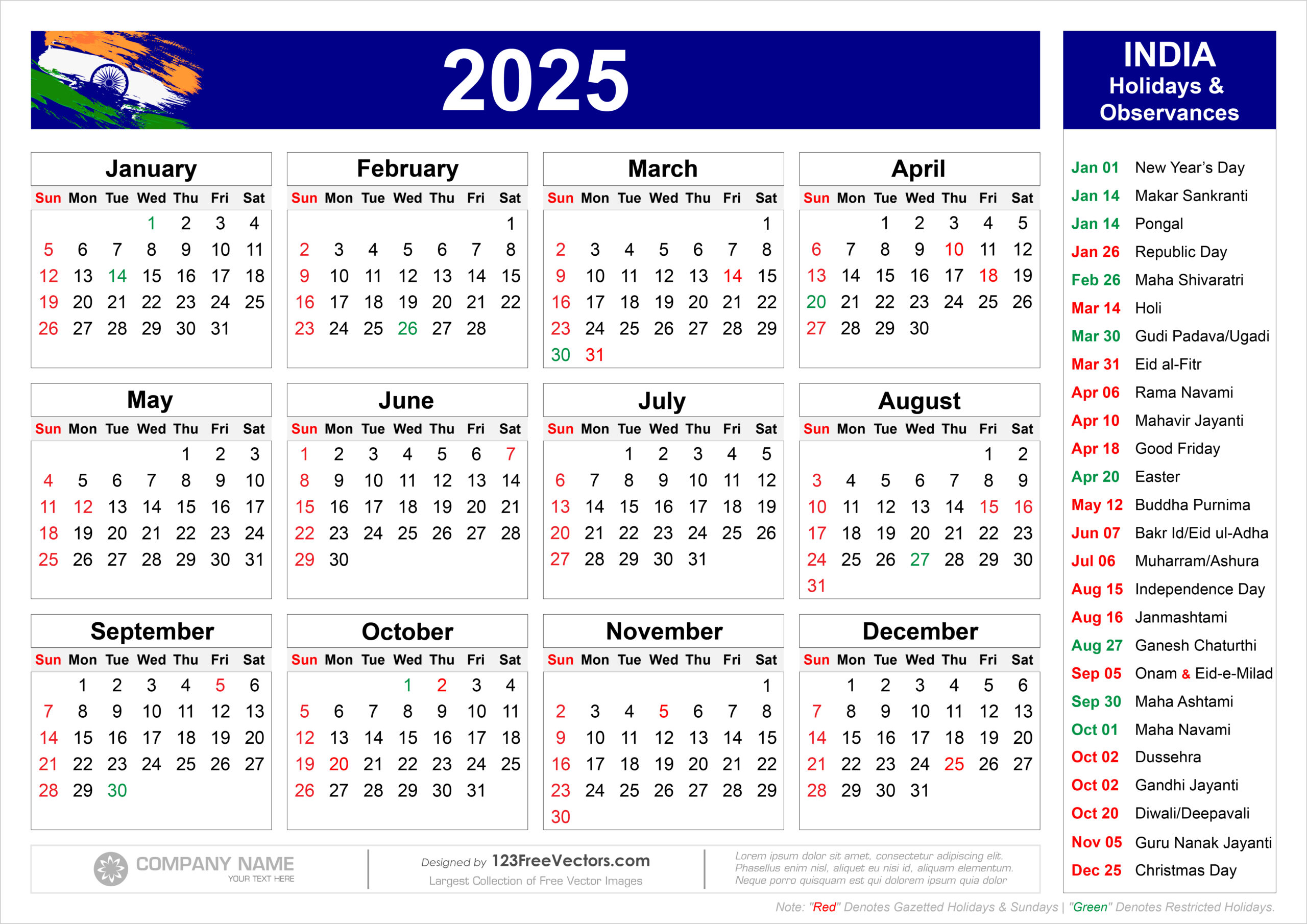 Indian Calendar 2025 with Holidays Printable Printable Calendar 2025