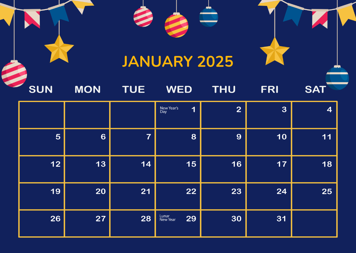 Free January 2025 Calendar With Holidays Template - Edit Online | January 2025 Calendar Printable Edit