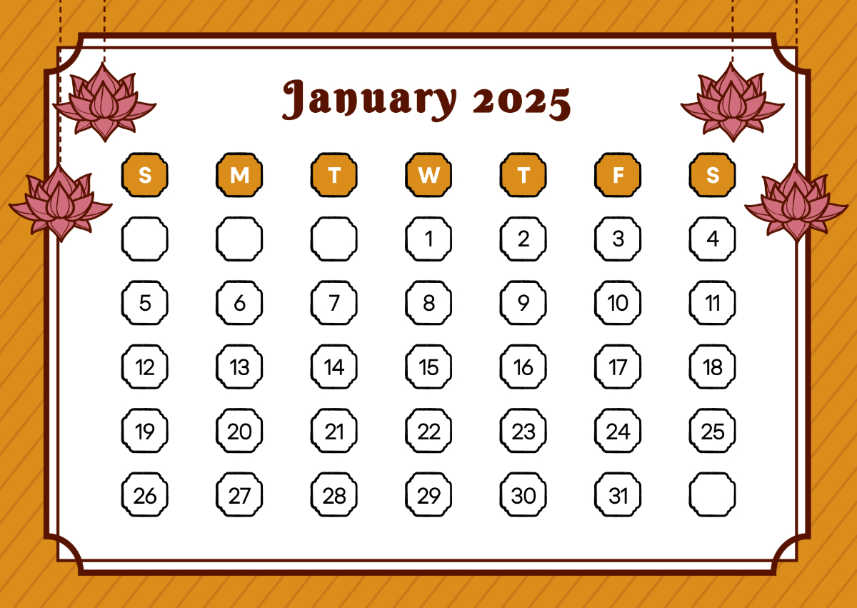 January 2025 Calendar with Indian Holidays Printable Printable