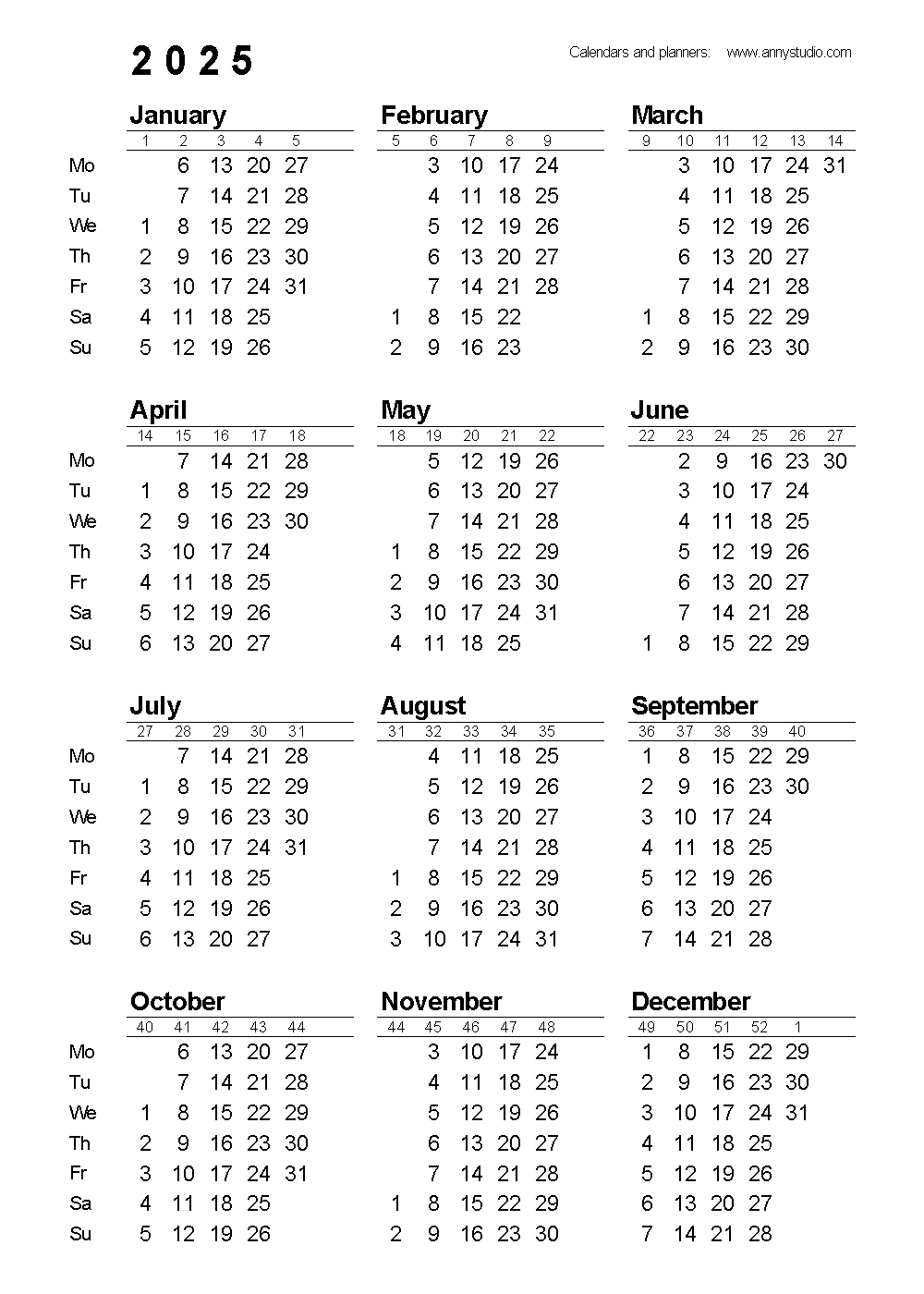 Free Printable Calendar 2025 Portrait Printable Calendar 2025