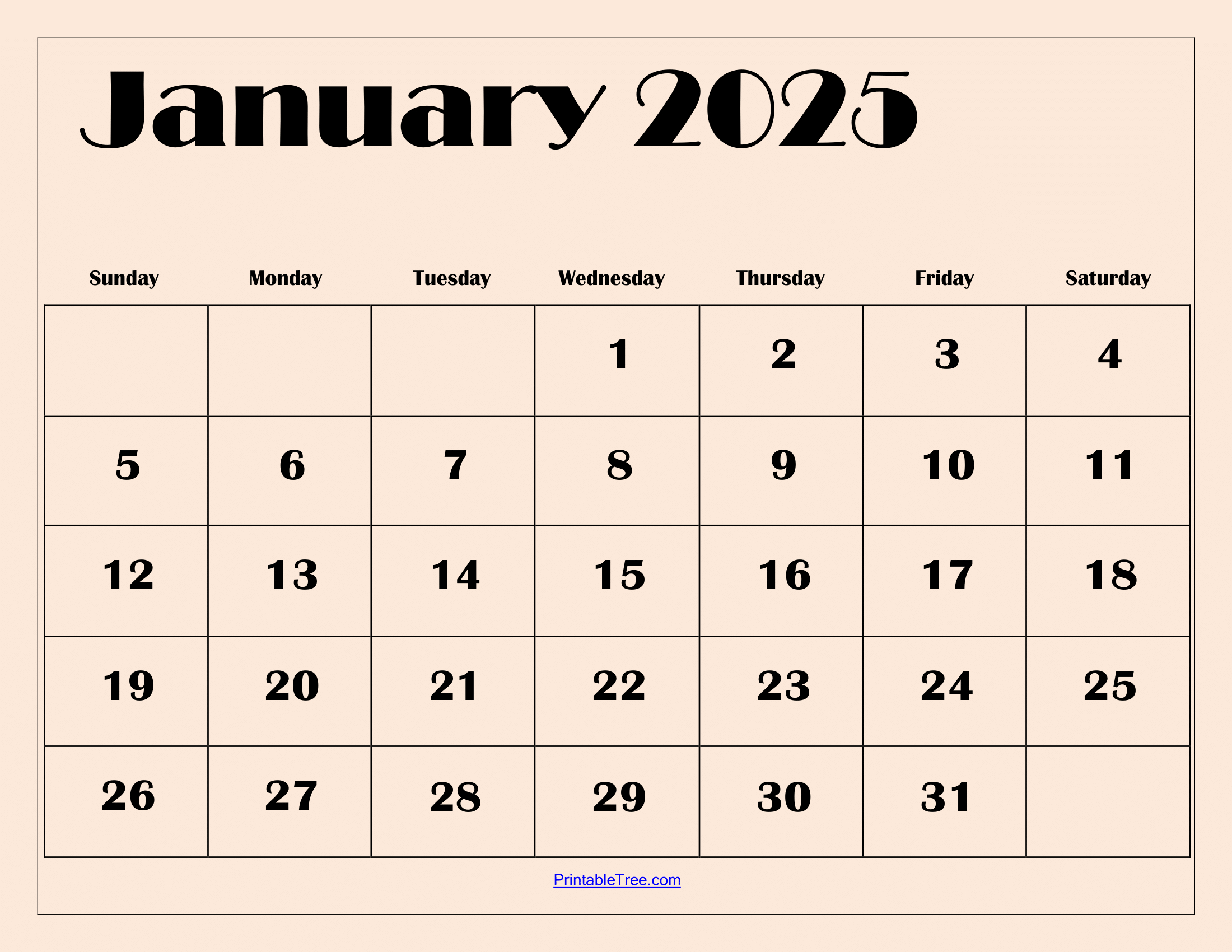 January 2025 Calendar Printable Pdf Template With Holidays | January 2025 Printable Calendars