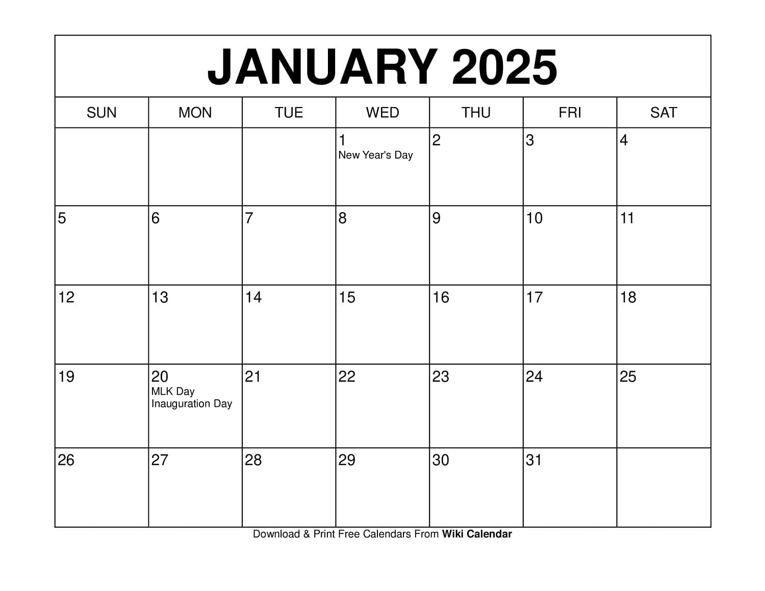 2025 Calendar Printable Wiki Printable Calendar 2025