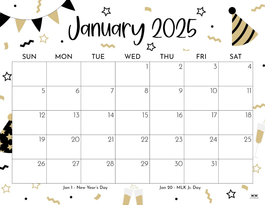 January 2025 Calendars - 107 Free Printables | Printabulls | Blank Calendar January 2025 Free Printable