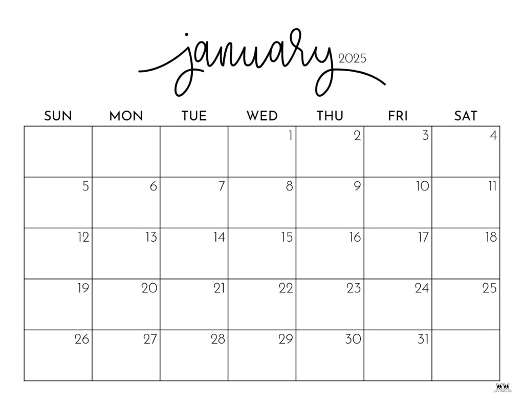 January 2025 Calendars - 107 Free Printables | Printabulls | Dry January Calendar 2025 Printable