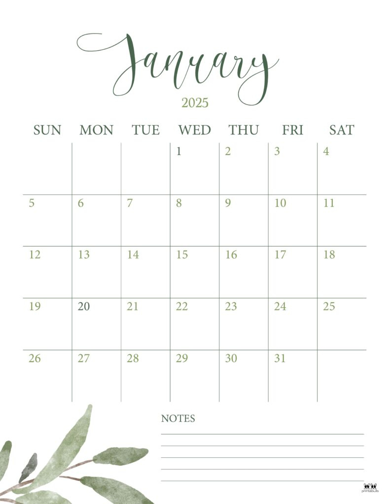 January 2025 Calendars - 107 Free Printables | Printabulls | Free Printable January 2025