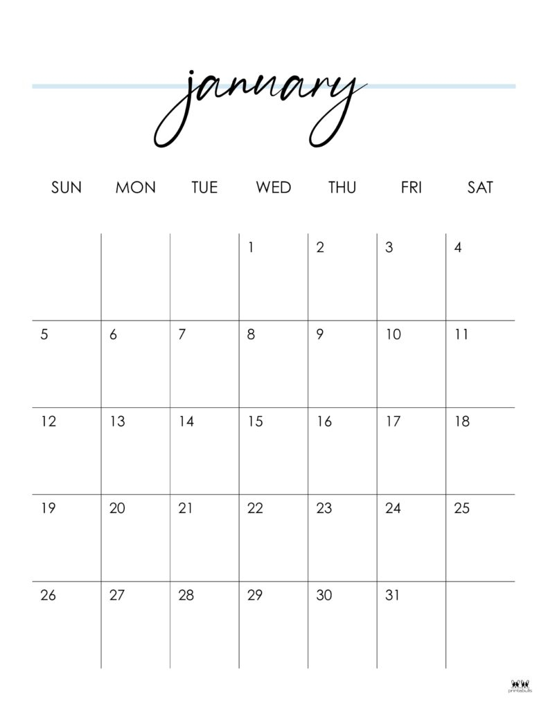 January 2025 Calendars - 107 Free Printables | Printabulls | January 2025 Calendar Printable Portrait