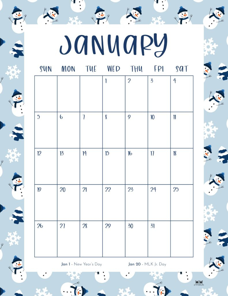 January 2025 Calendars - 107 Free Printables | Printabulls | January 2025 Calendar Printable Portrait