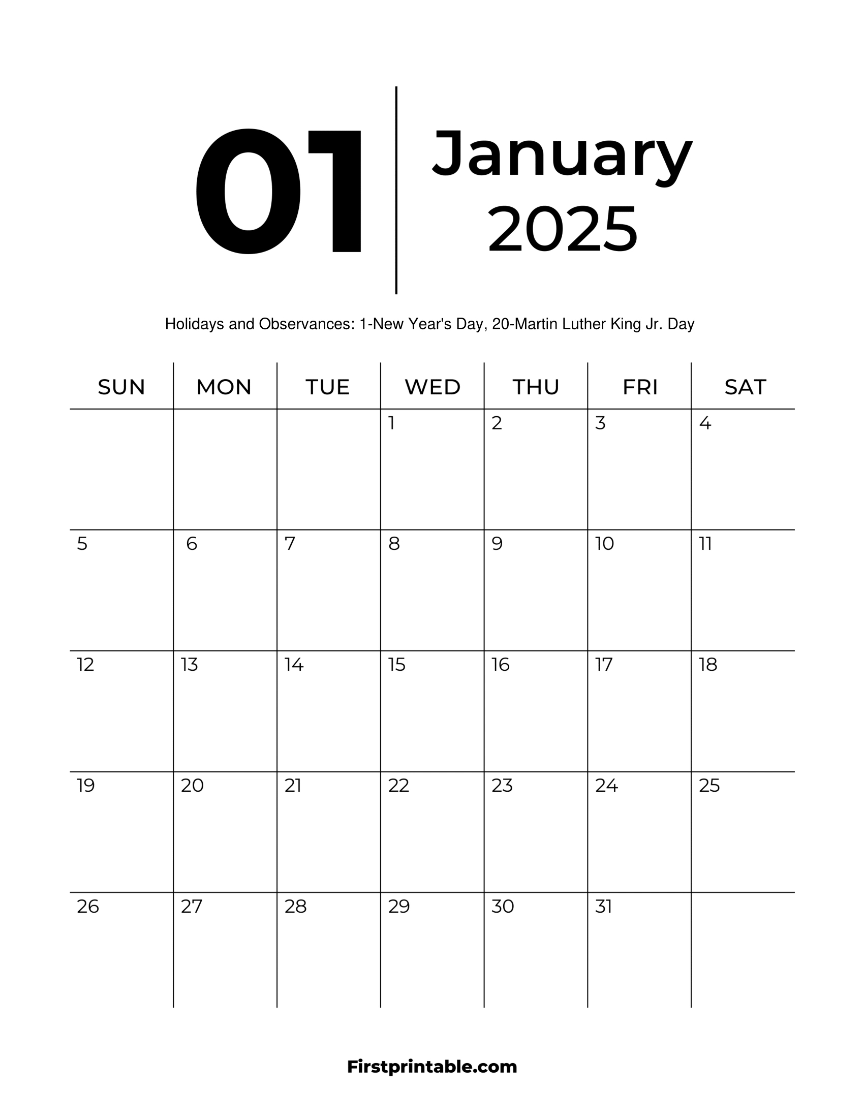 January 2025 Calendars - Free Printable &amp;amp; Fillable | Free January 2025 Calendar To Print Printable