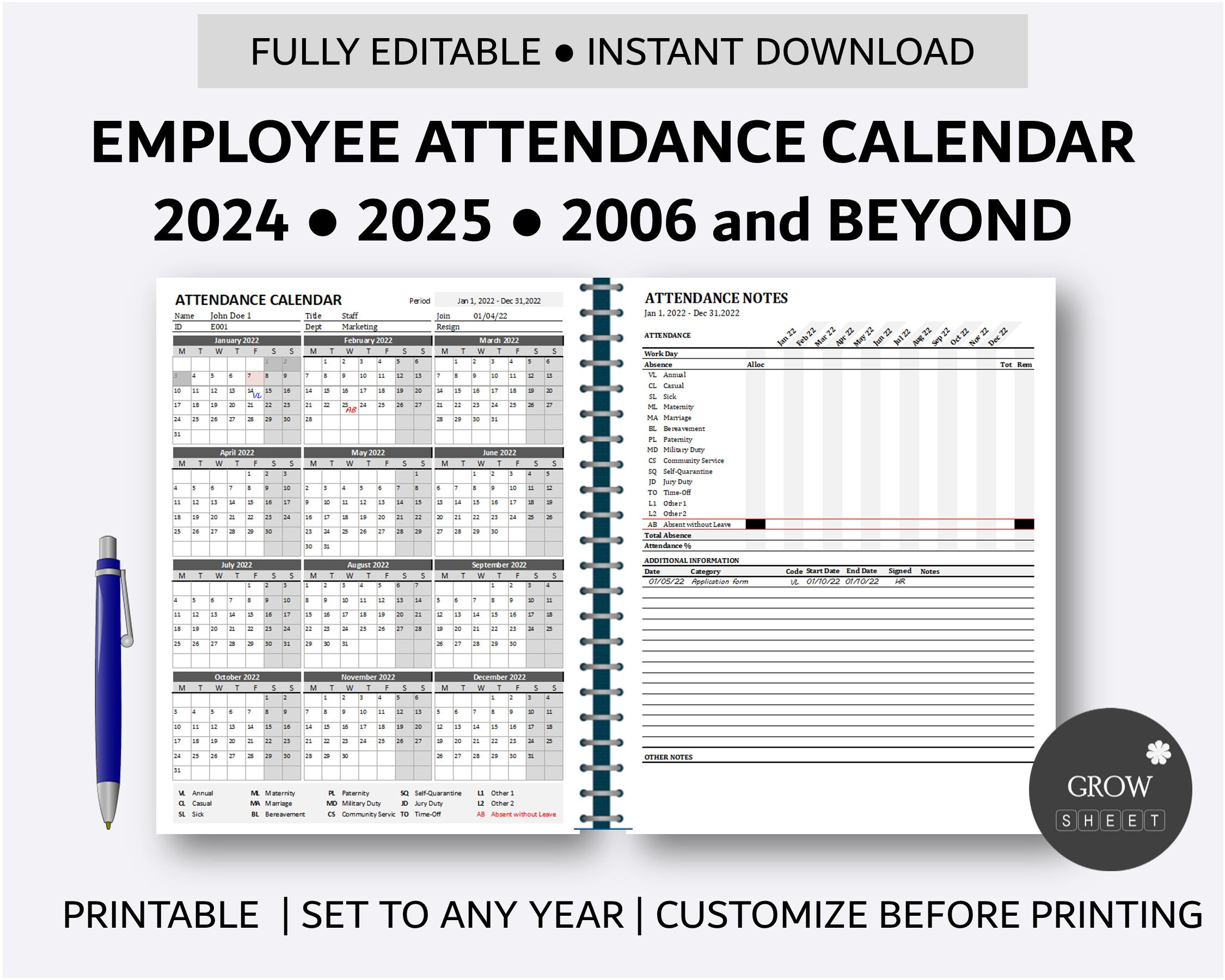 Printable 2025 Attendance Calendar Printable Calendar 2025