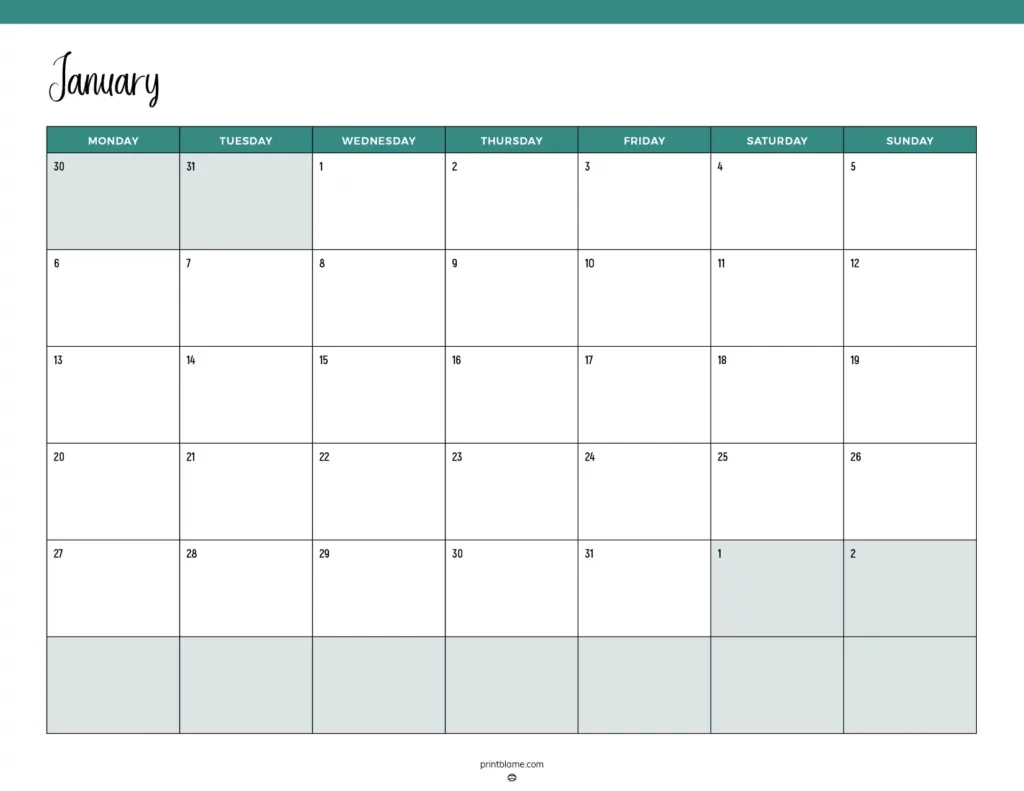 Printable January 2025 Calendars | Free Pdf Downloads | A Printable Calendar January 2025