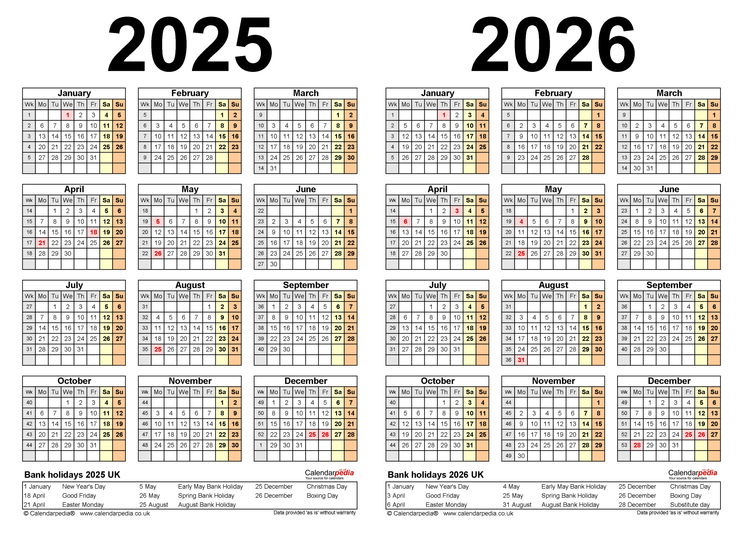 Printable Calendar 2025 and 2026 Printable Calendar 2025