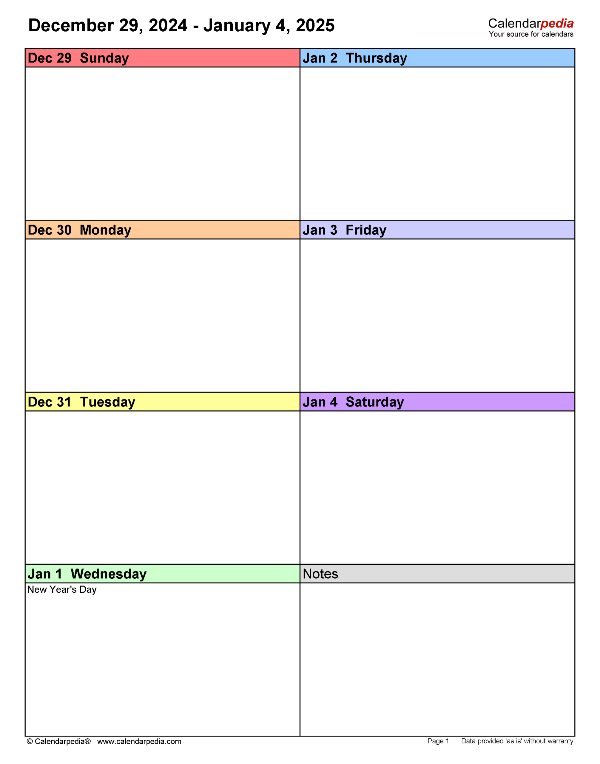 Free Printable Weekly Calendar 2025 Printable Calendar 2025