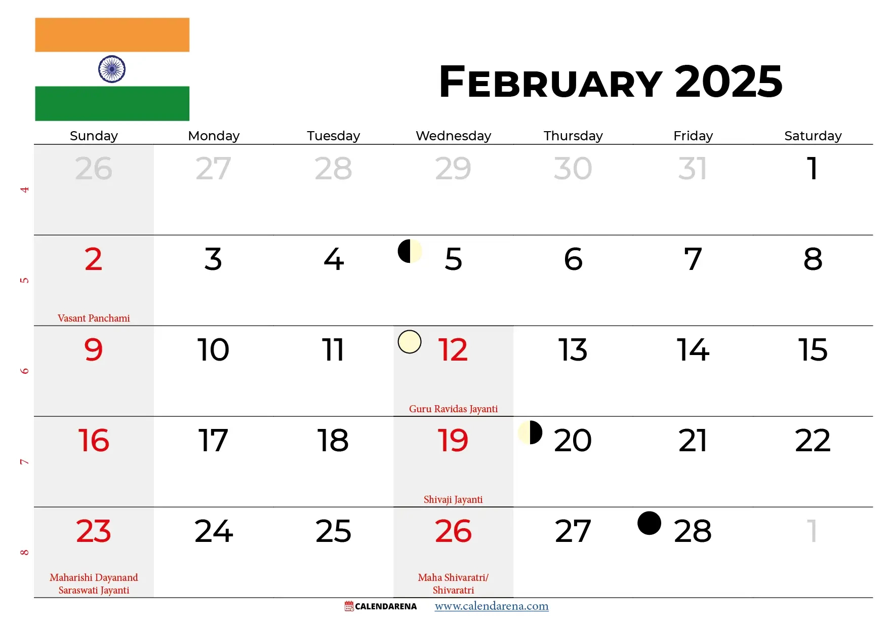 February Calendar with Holidays 2025 Printable Calendar 2025