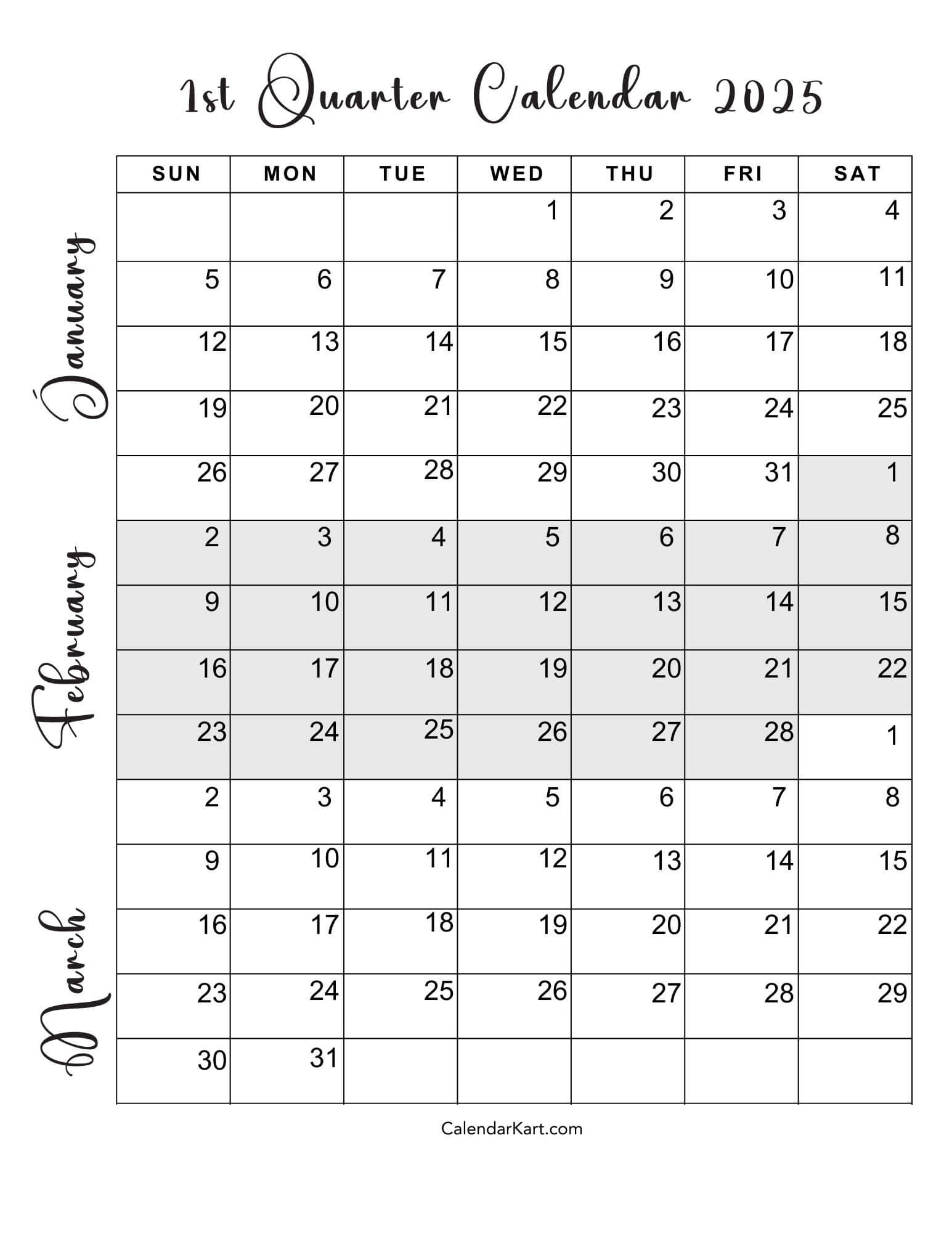 Printable Calendar Jan Feb March 2025 Printable Calendar 2025