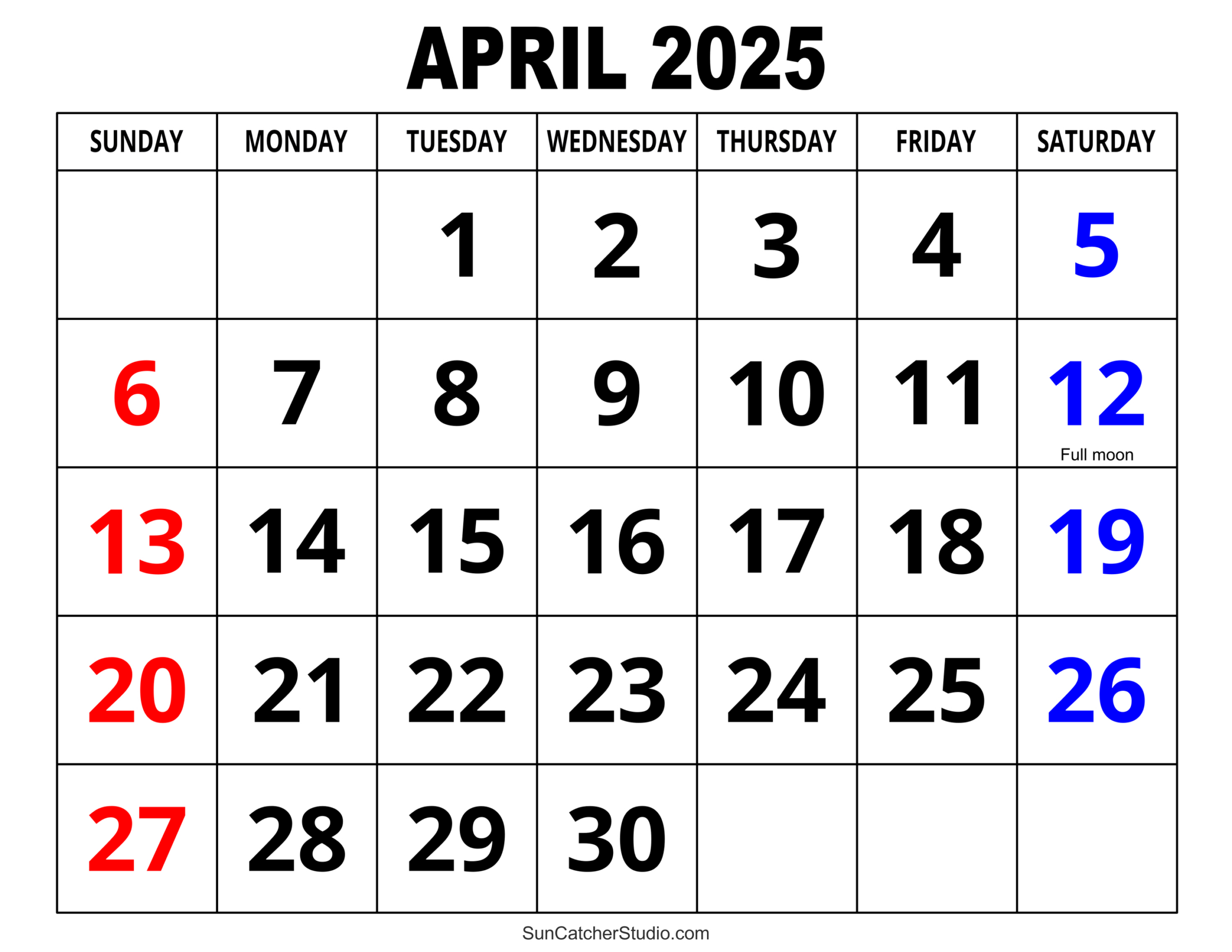 April 2025 Calendar (Free Printable) – Free Printables, Monograms | 2025 April Calendar Free Printable