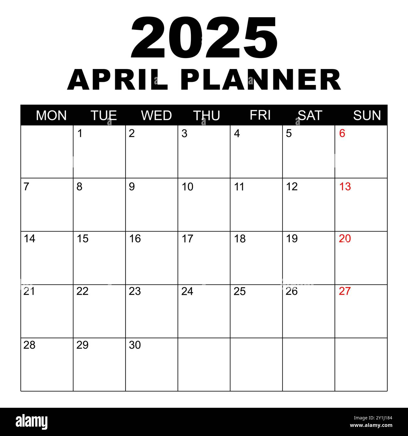 April 2025 Calendar. Week Starts On Monday. Blank Calendar | 13 Month Calendar 2025 Starting in April Printable