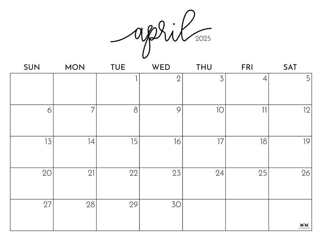 April 2025 Calendars - 107 Free Printables | Printabulls | 123 Printable Calendar April 2025