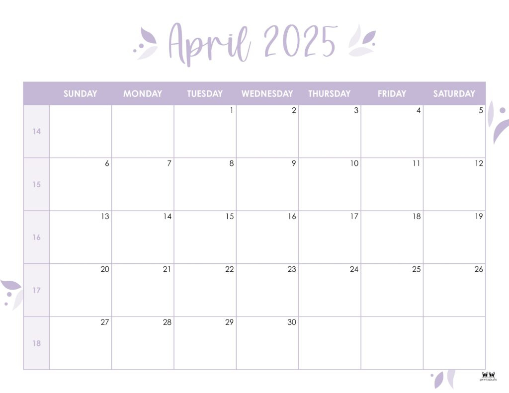 April 2025 Calendars - 107 Free Printables | Printabulls | 2025 Monthly April Calendar Printable
