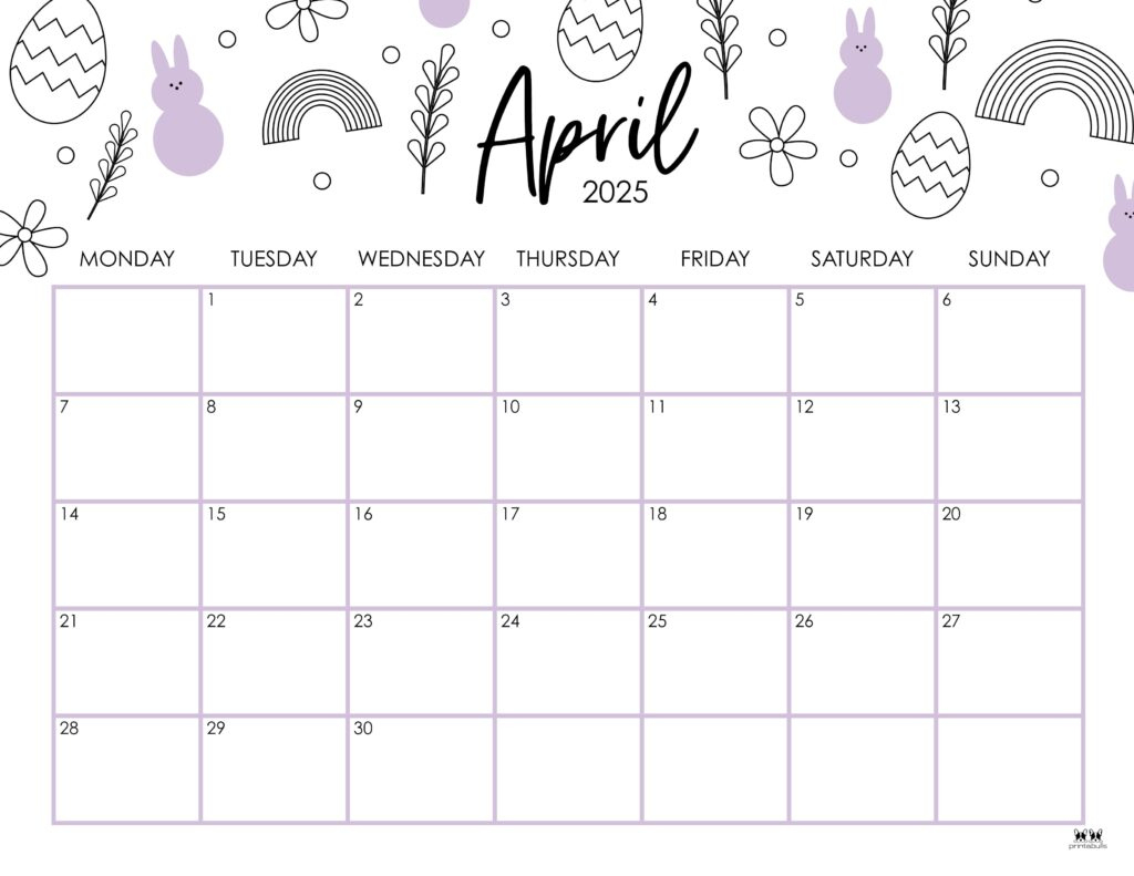 April 2025 Calendars - 107 Free Printables | Printabulls | April 2025 Blank Calendar Printable Free