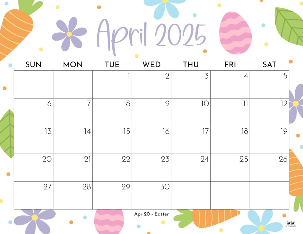 April 2025 Calendars - 107 Free Printables | Printabulls | Free Printable April 2025 Calendar With Holidays