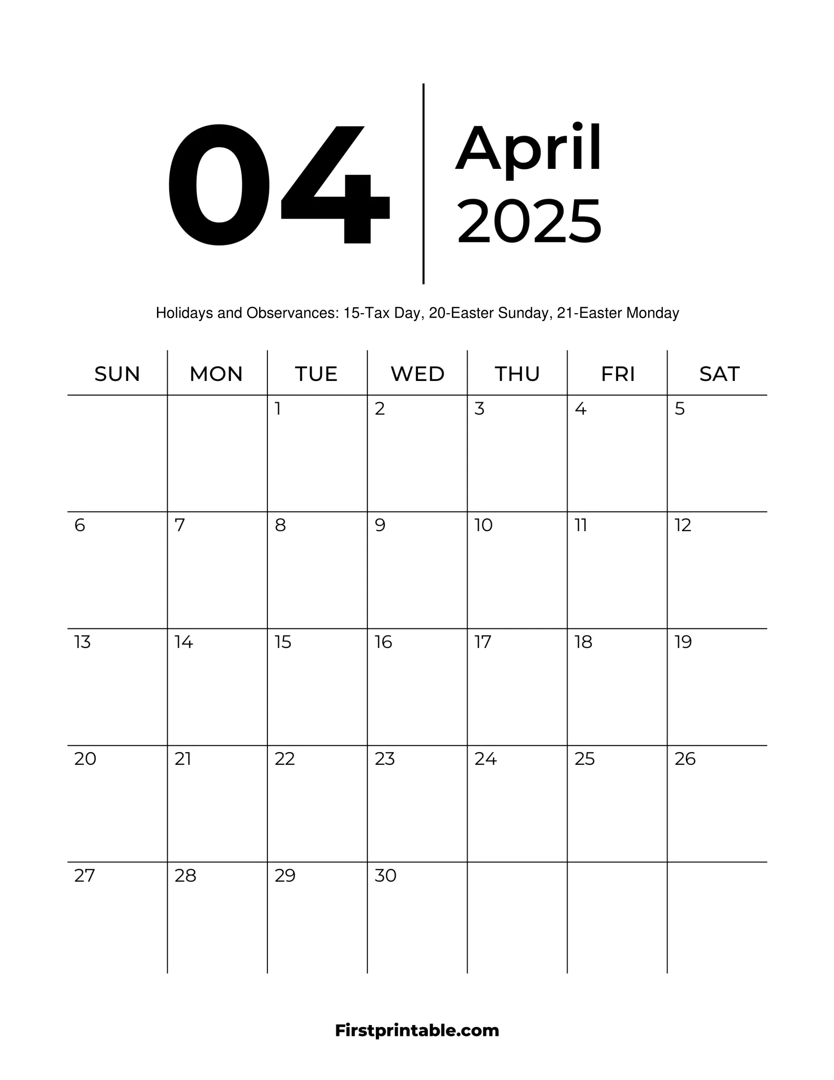 April 2025 Calendars - Free Printable &amp;amp; Fillable | April 2025 Calendar Printable and Editable