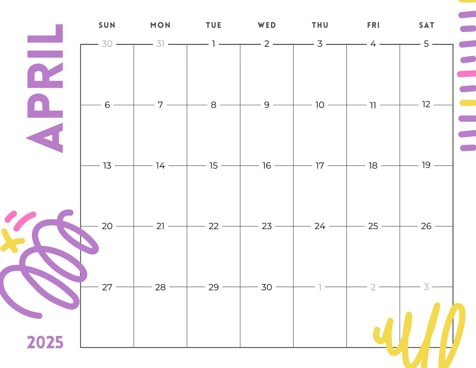 Free And Customizable April 2025 Calendar Templates | Canva | 2025 April Calendar Zoom Printable