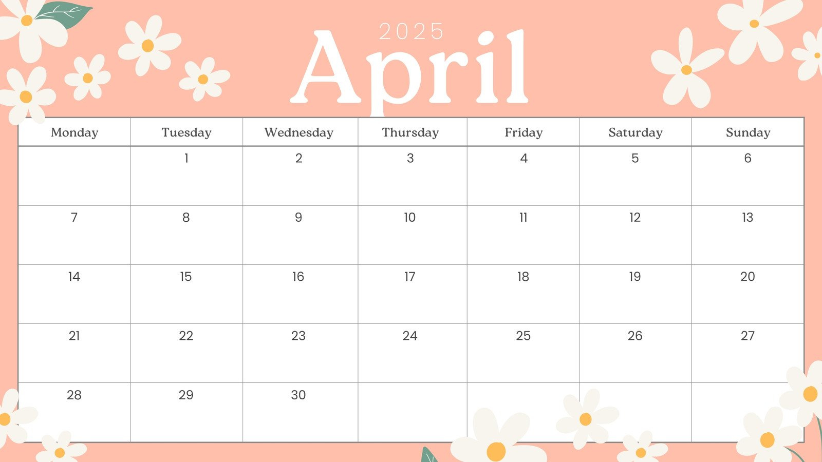 Free And Customizable April 2025 Calendar Templates | Canva | 2025 April Calendar Zoom Printable