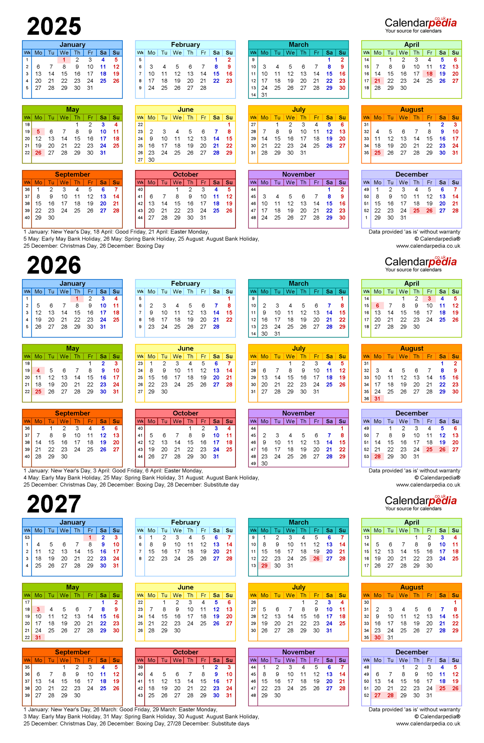 Three Year Calendars For 2025, 2026 &amp;amp; 2027 (Uk) For Pdf | Printable Calendar April 2025 To March 2026
